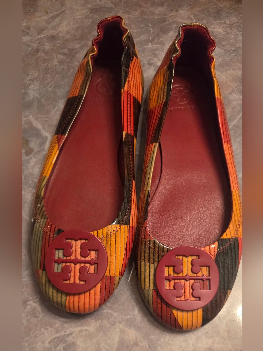 Tory Burch Multicolor Leather Ballet Flats - Red Insole